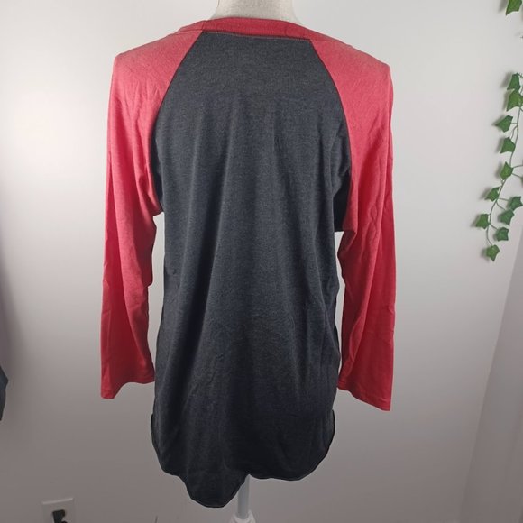 Mickey Mouse Raglan T-Shirt Medium Red & Black -Sequined Accents -Next Level - Picture 2 of 16